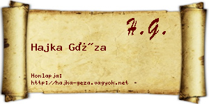 Hajka Géza névjegykártya